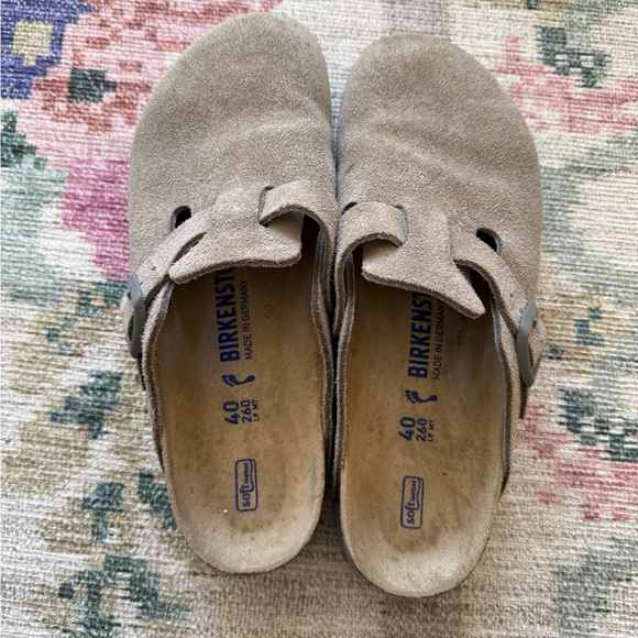 Birkenstock Boston Soft Footbed Suede Leather Mules Size 40 - Picture 3 of 6